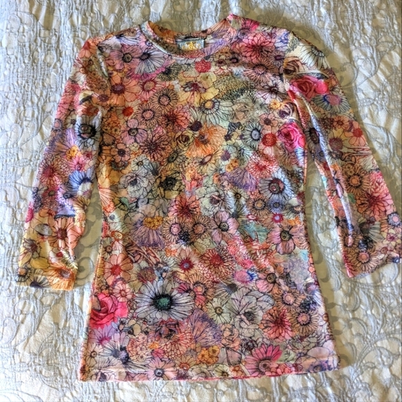 Johnny Was Natalie 3/4 Sleeve Mesh Tee in Sage Pink sz XS​​ - Picture 7 of 16